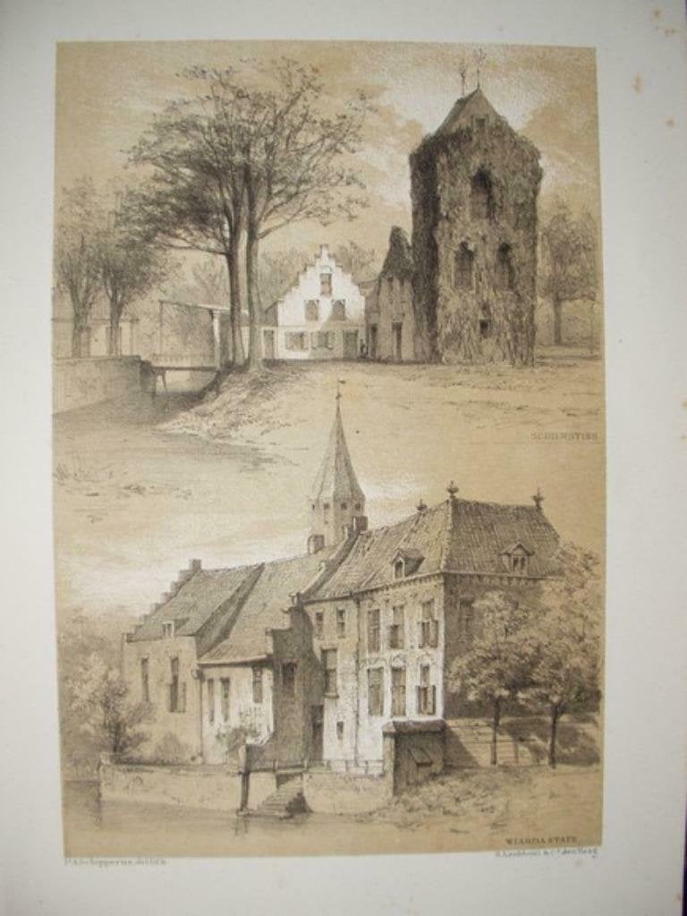 17 / Schierstins en Wiarda State Litho 1876, Antiek en Kunst, Ophalen of Verzenden