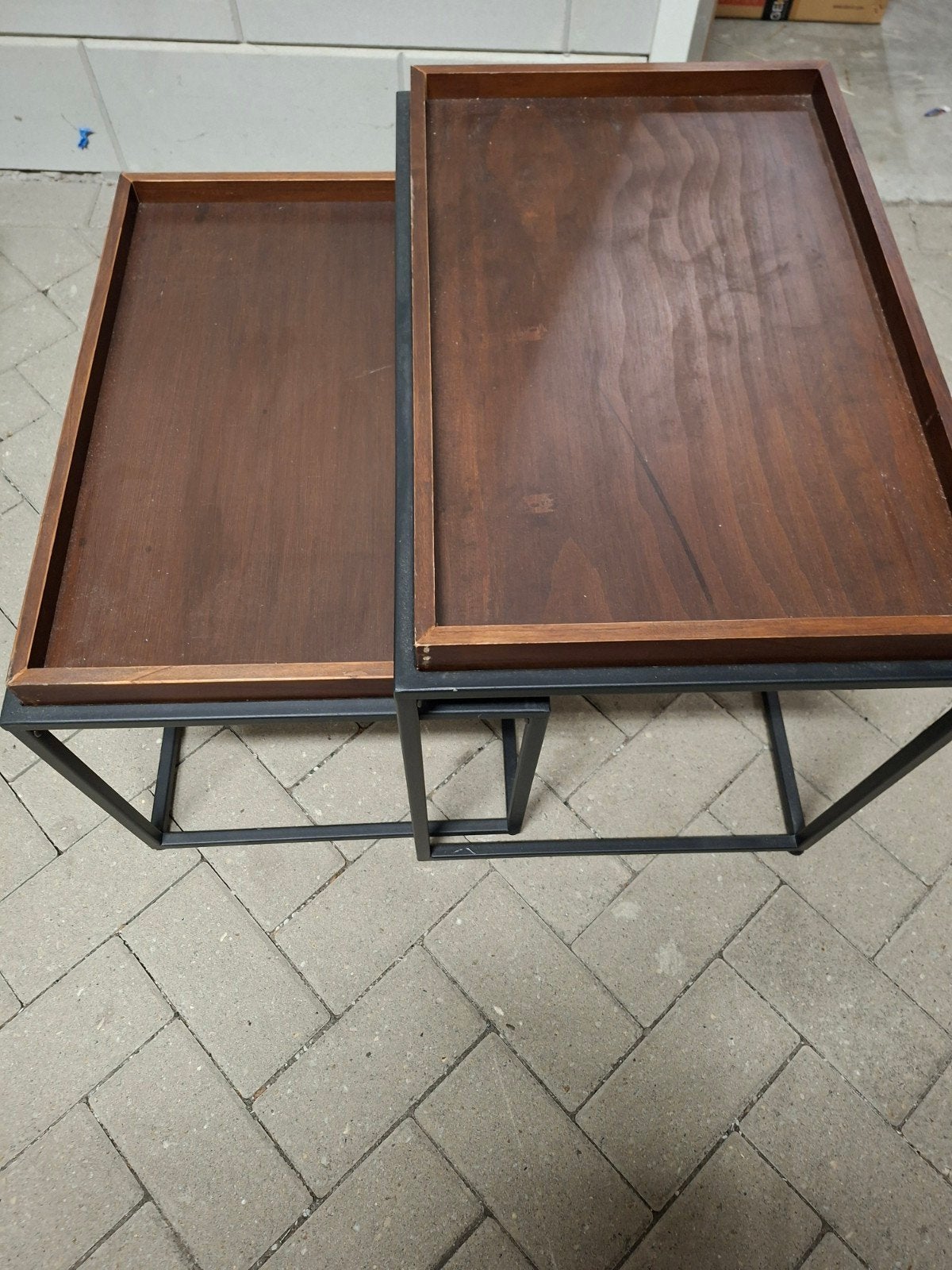 Industrieel set van 2 salontafels, Huis en Inrichting, Tafels | Salontafels, Minder dan 50 cm, Gebruikt, 50 tot 100 cm, Modern industrieel
