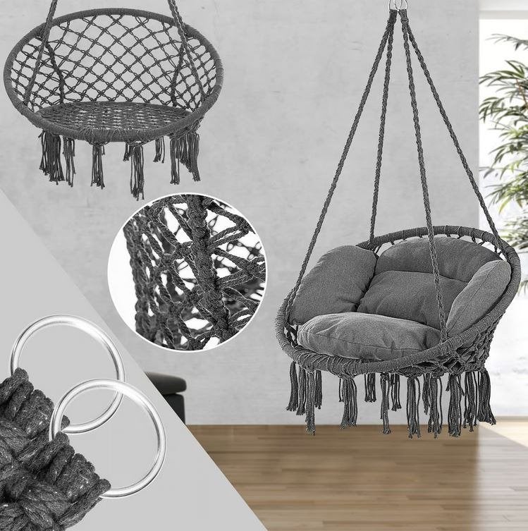 Hangstoel swing antraciet 80x60x140cm GRATIS BEZORGD!, Huis en Inrichting, Stoelen, Verzenden, Overige materialen, Nieuw, Nvt