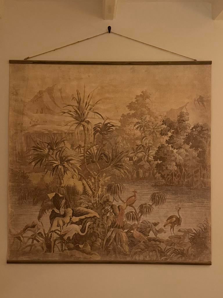 HK Living wandposter jungle groen/beige/bruin 140x140cm, Huis en Inrichting, Woonaccessoires | Wanddecoraties, Ophalen of Verzenden