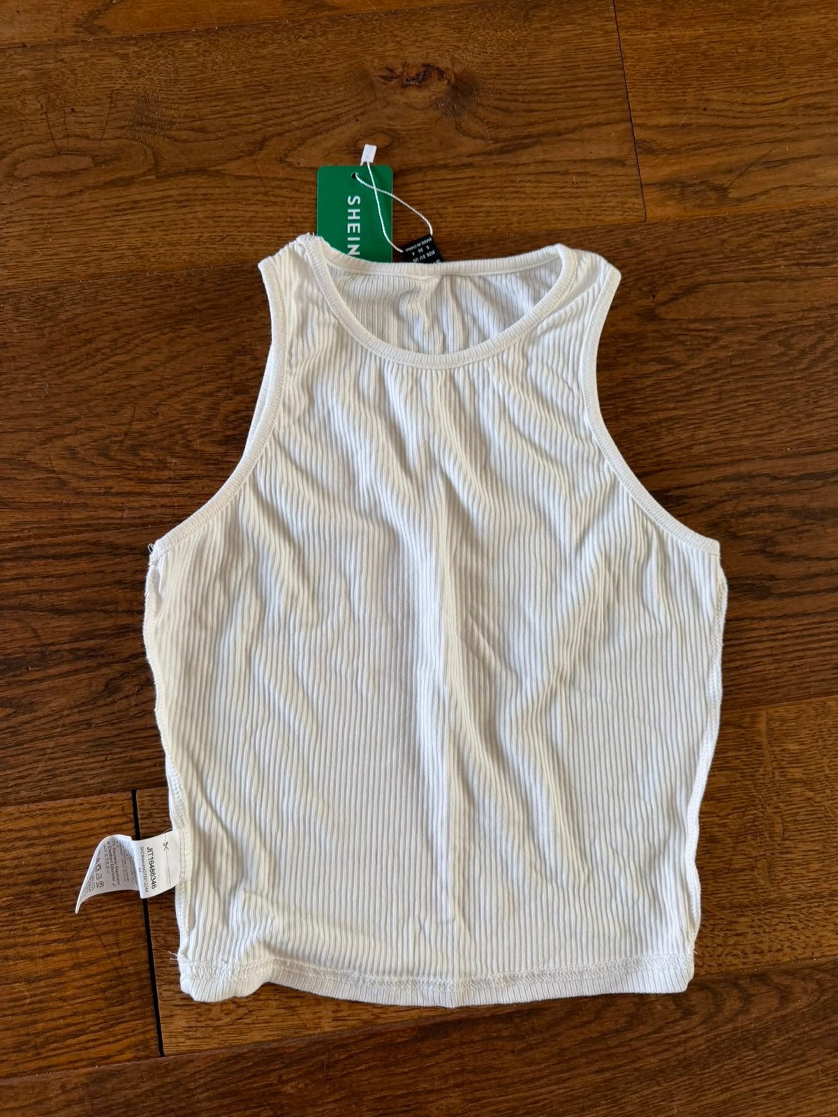 Shein Witte Ribgebreide Cropped Top Maat S, Wit, Nieuw, Ophalen of Verzenden, Maat 36 (S)