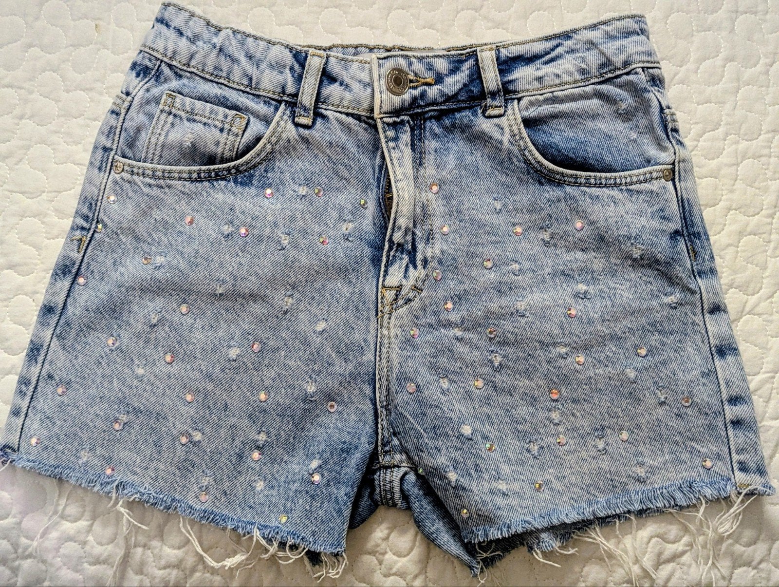 Moderne korte broek met Strass Steentjes, maat 146, Ophalen of Verzenden