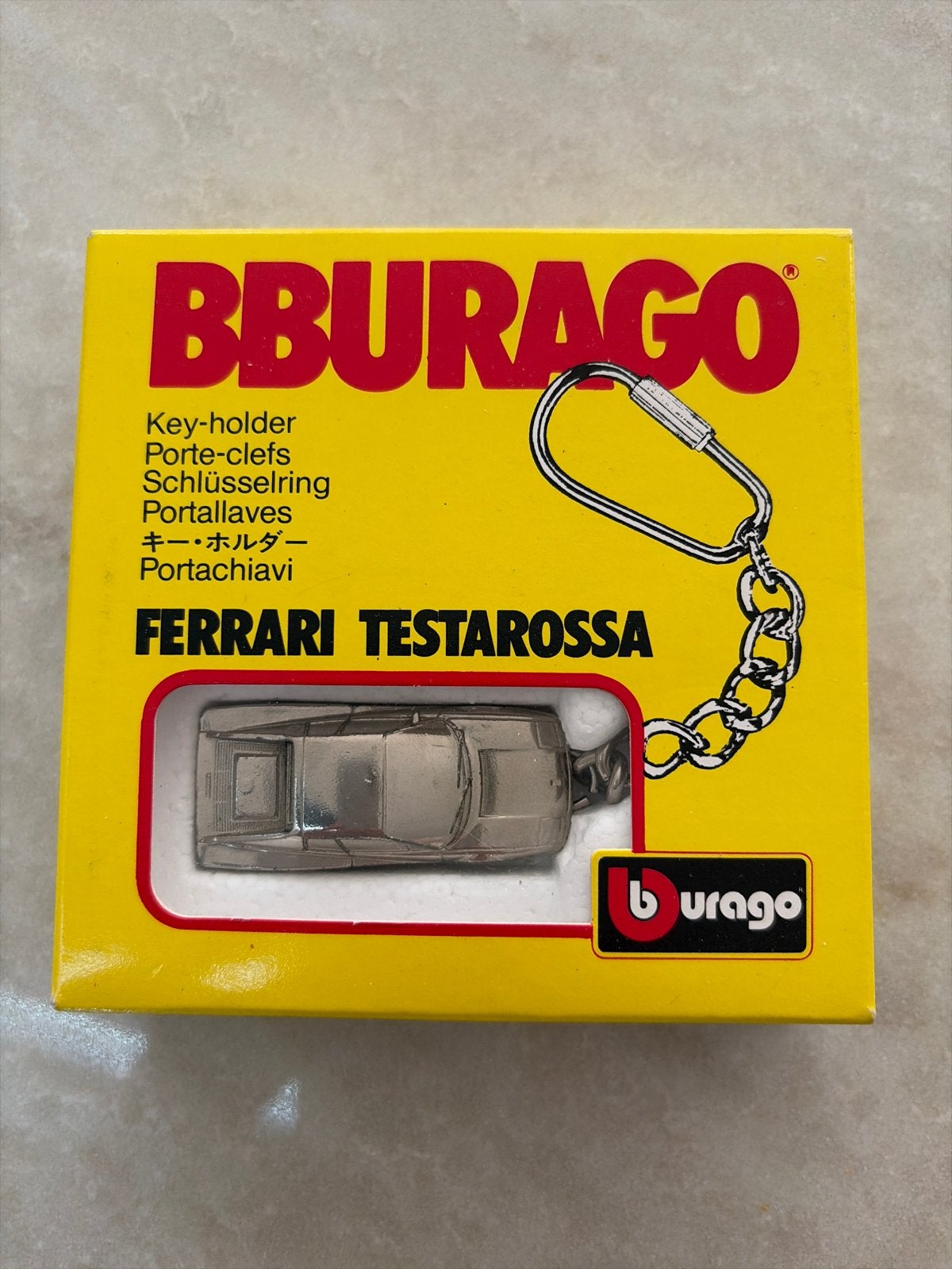 Bburago Ferrari Testarossa sleutelhanger met verpakking, Verzamelen, Sleutelhangers, Ophalen of Verzenden, Gebruikt, Transport