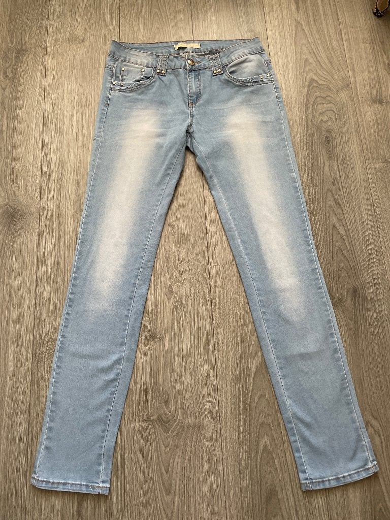 Miss rj lichte blauwe stretch spijkerbroek jeans broek mt 38, Blauw, Ophalen of Verzenden, Zo goed als nieuw, W30 - W32 (confectie 38/40)