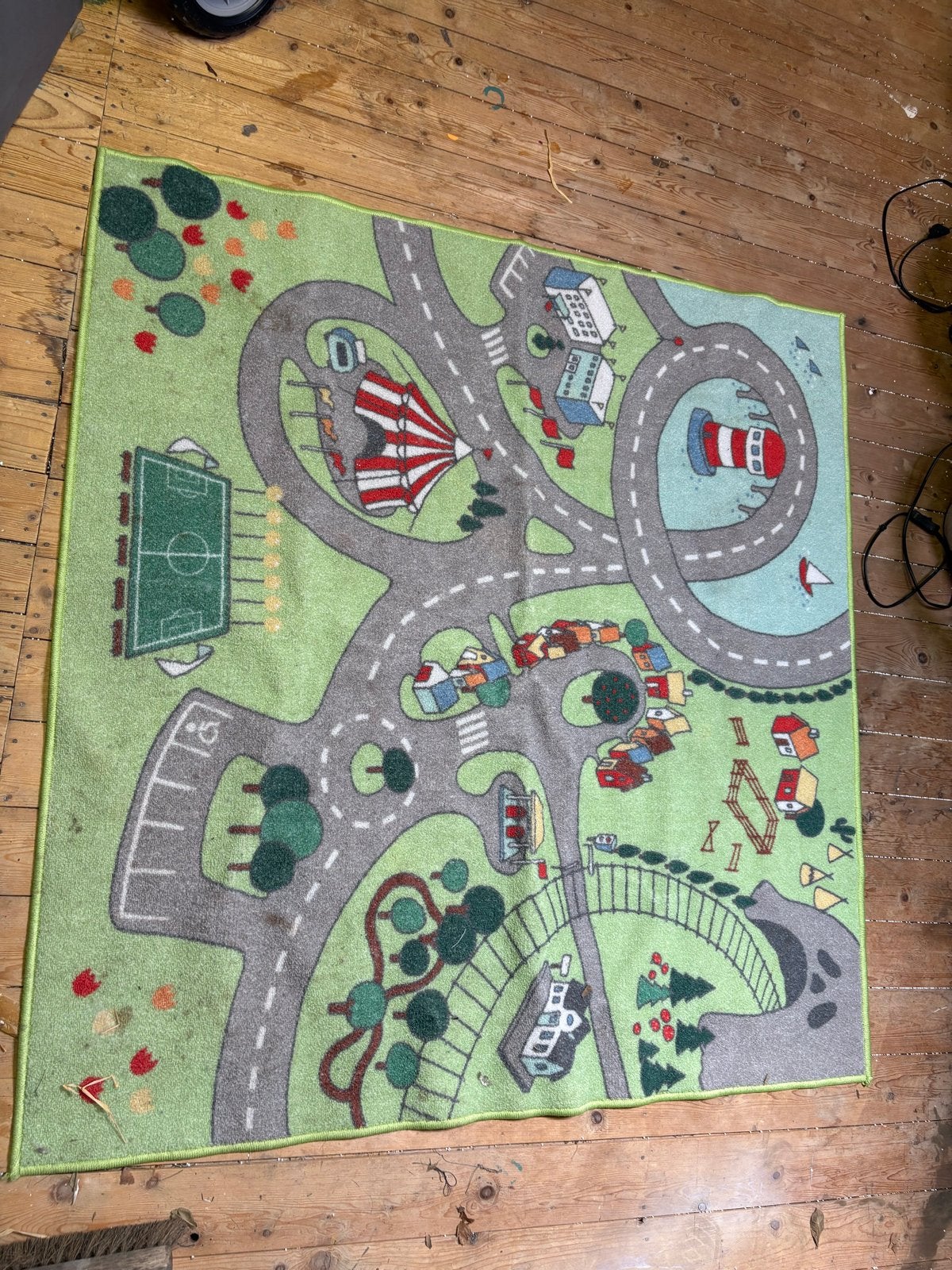 Speelkleed met wegen en stad - 130x130 cm, Ophalen, Gebruikt
