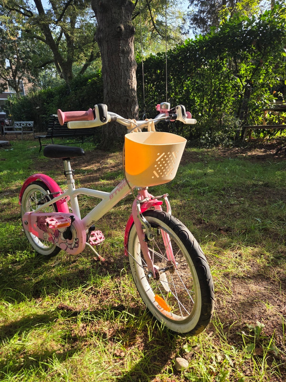 Kinderfiets 16 inch 4,5-6 jaar - met duwstang, Ophalen, 16 tot 20 inch, Velgrem, Zo goed als nieuw