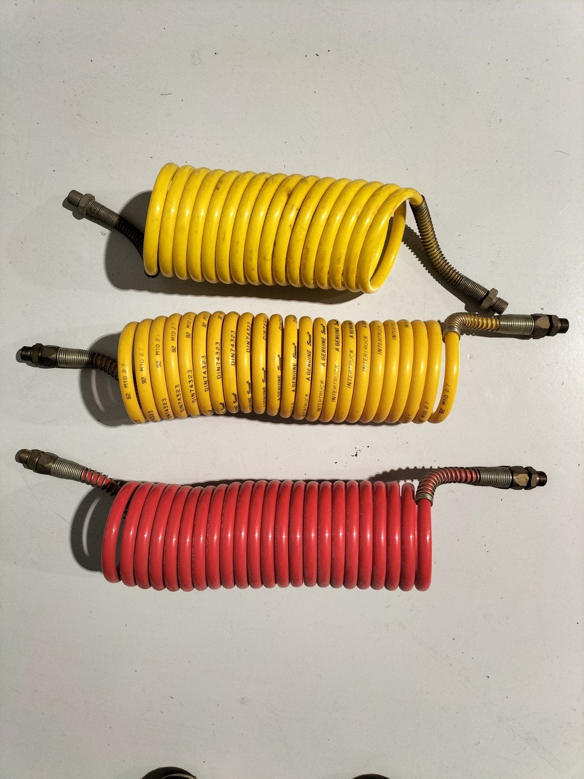 3 Luchtrem spiraalslangen - Geel en Rood (3 stuks), Ophalen of Verzenden, Gebruikt