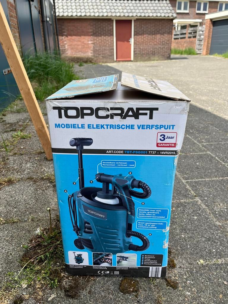 Topcraft Mobiele Elektrische Verfspuit - Nieuw in doos, Doe-het-zelf en Verbouw, Schildersmaterialen, Ophalen, Nieuw, Verfspuit of Verfpomp