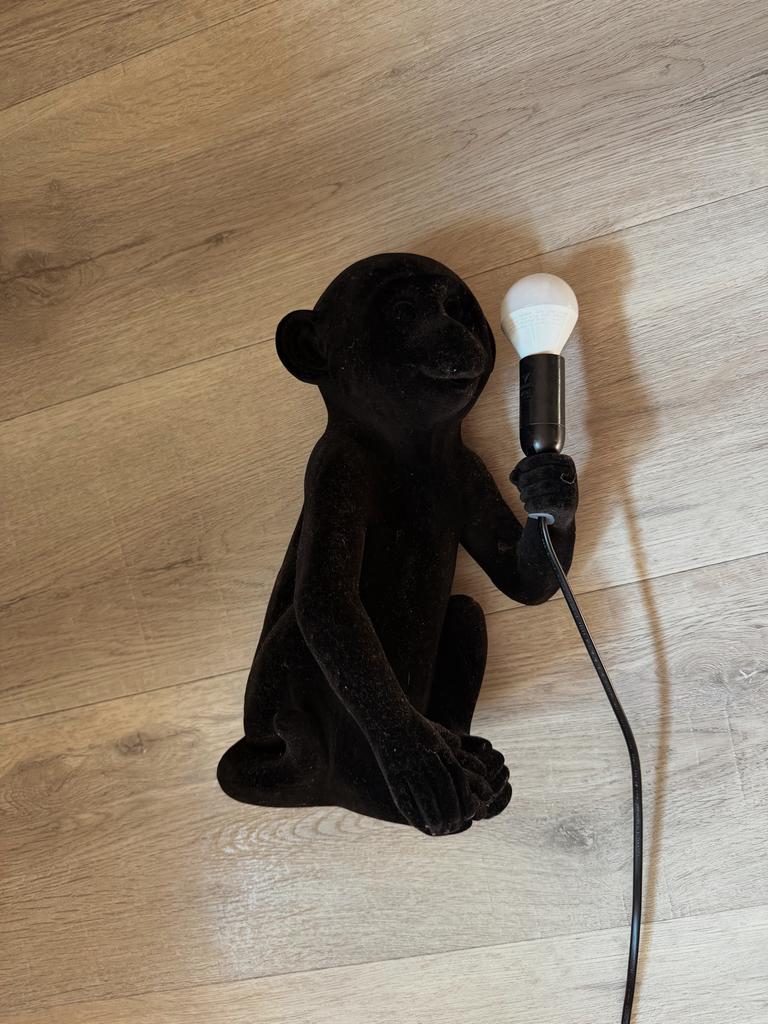 Fluwelen zwarte aap lamp - Unieke sfeermaker, Ophalen of Verzenden, Zo goed als nieuw