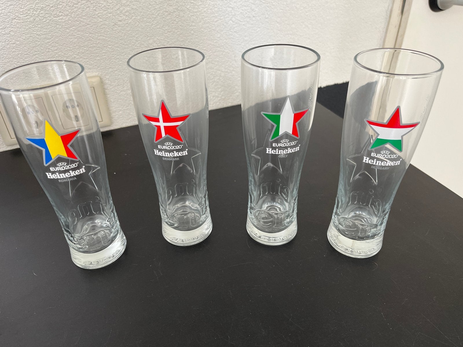 Heineken Euro 2020 bierglazen - Set van 4, Glas of Glazen, Overige merken, Ophalen of Verzenden, Overige stijlen