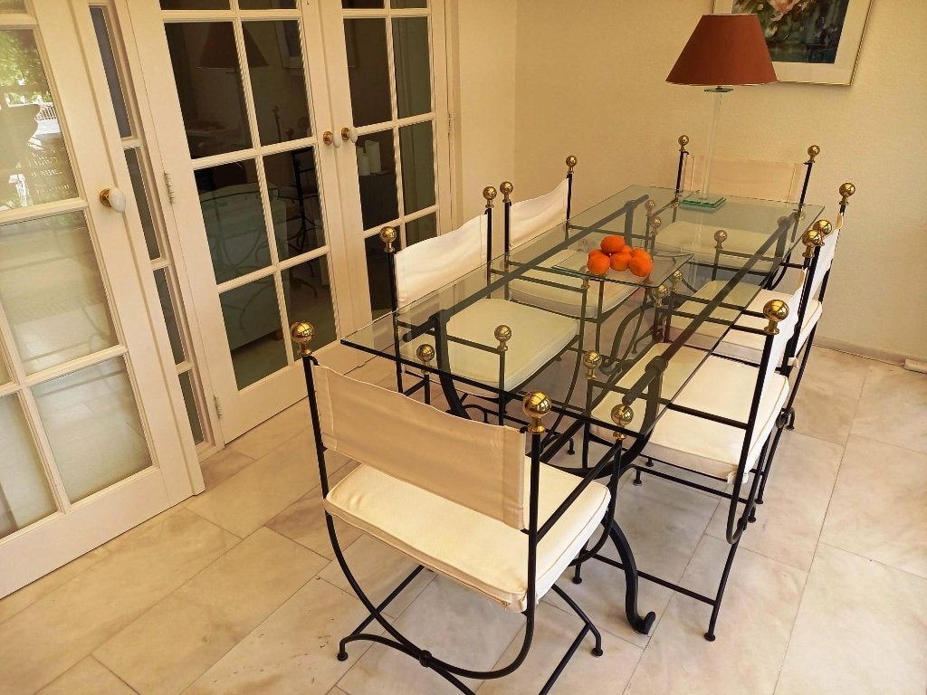 Originele Italiaanse eettafel met zes stoelen., Huis en Inrichting, Tafels | Eettafels, Ophalen, Gebruikt, Italiaans-Toscaans