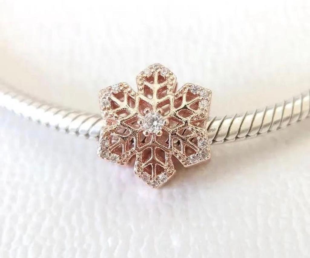 Pandora rose goud bedel sneeuwvlok, Ophalen of Verzenden, Goud, Pandora