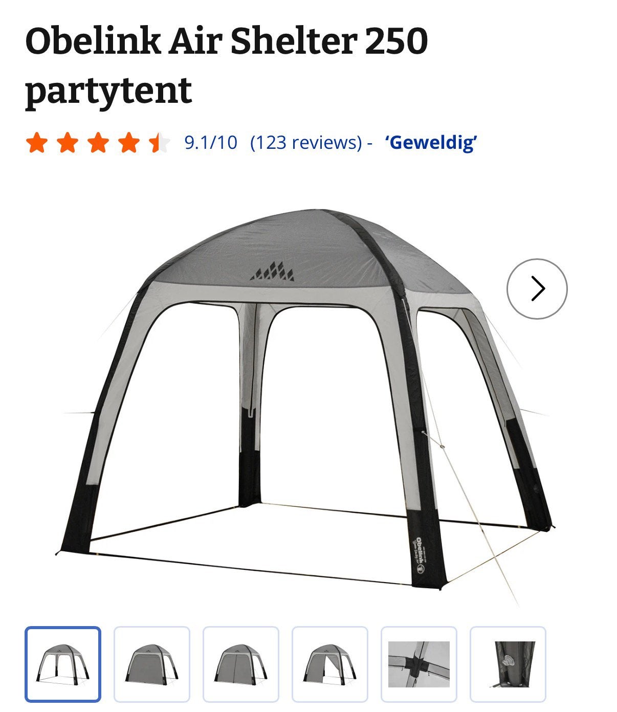 Obelink Air Shelter 250 partytent, Tuin en Terras, Partytenten, Ophalen, Opvouwbaar, Partytent, Minder dan 4 meter