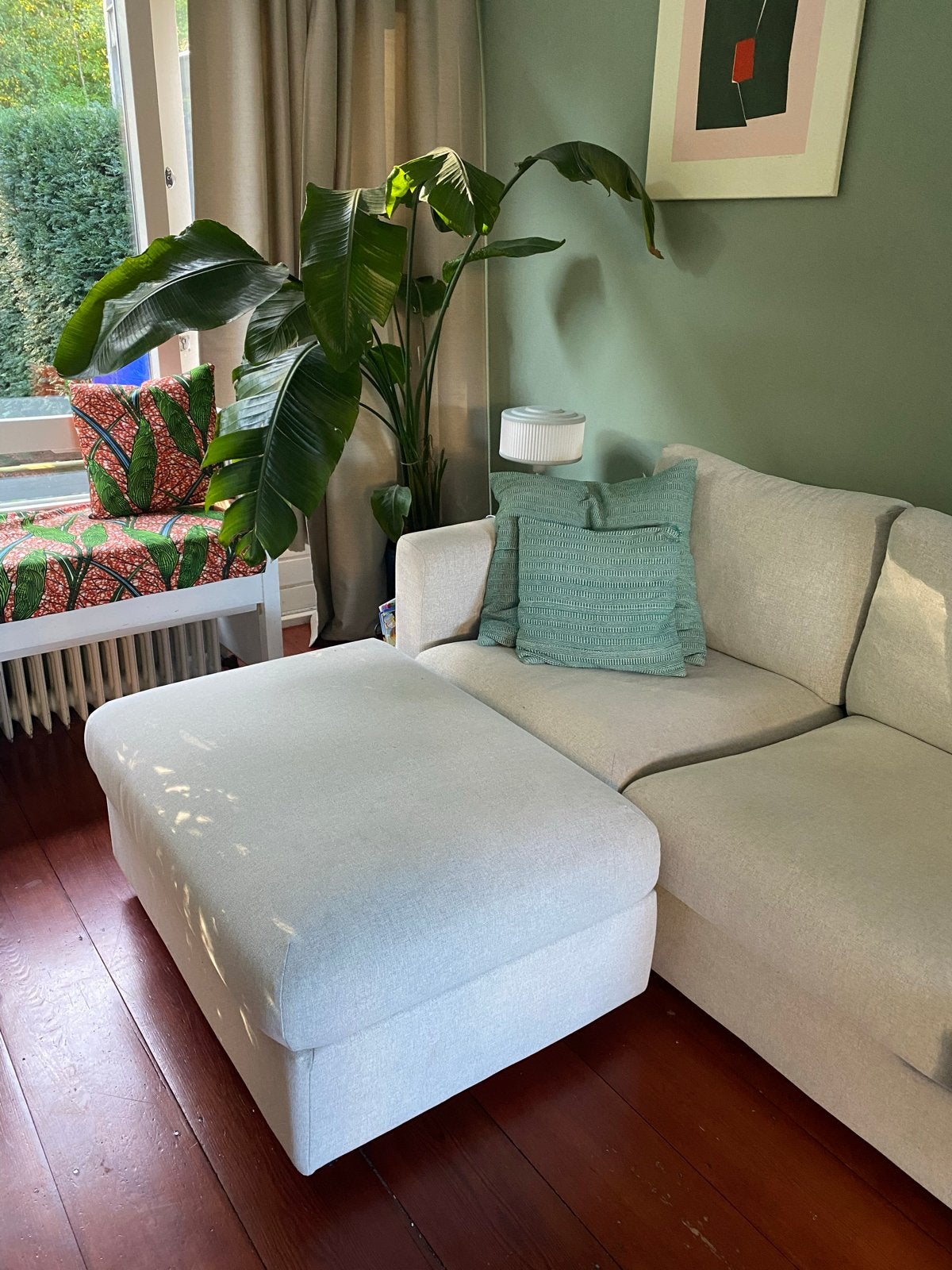VIMLE Voetenbank met veel bergruimte, Gunnared beige, Ophalen, 100 tot 125 cm, Zo goed als nieuw, 75 tot 100 cm