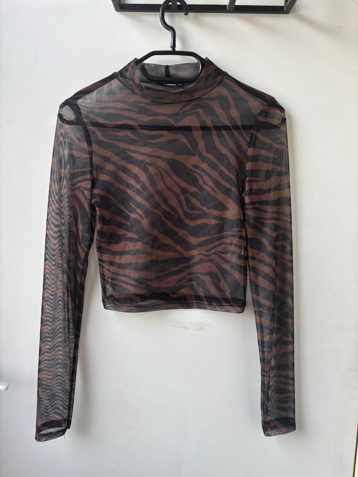 Mesh top Tally Weijl maat XS, Zwart, Ophalen of Verzenden, Zo goed als nieuw, Lange mouw