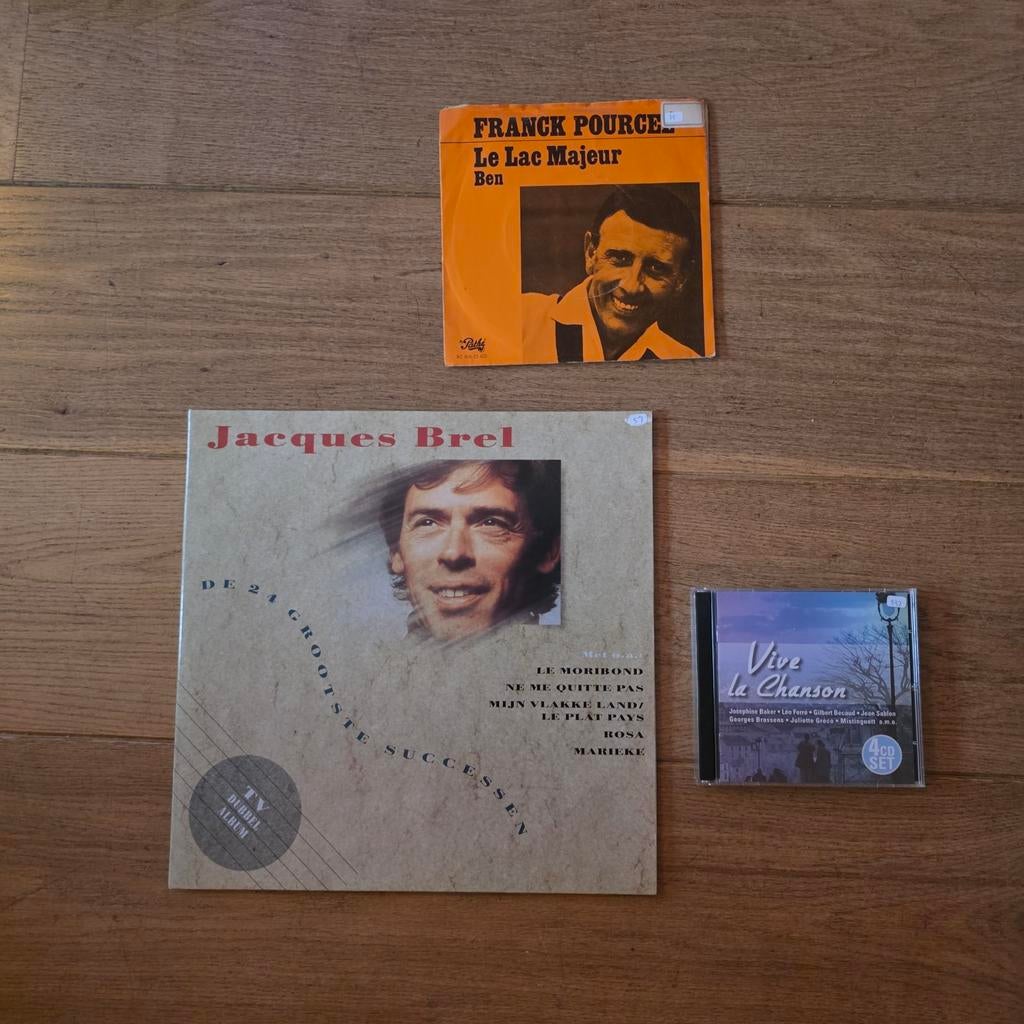 Jacques Brel LP, Frank Pourcel 7 inch en CD vive la chanson, Dubbel-LP, Ophalen of Verzenden, Gebruikt, 12 inch