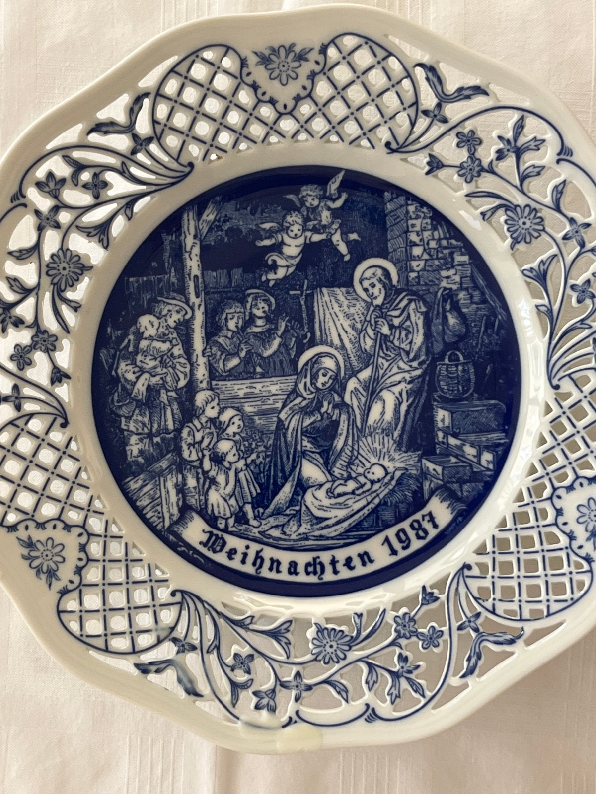 Schumann Arzberg Kerst sierbord 1987 - Echt Cobalt, Ophalen of Verzenden