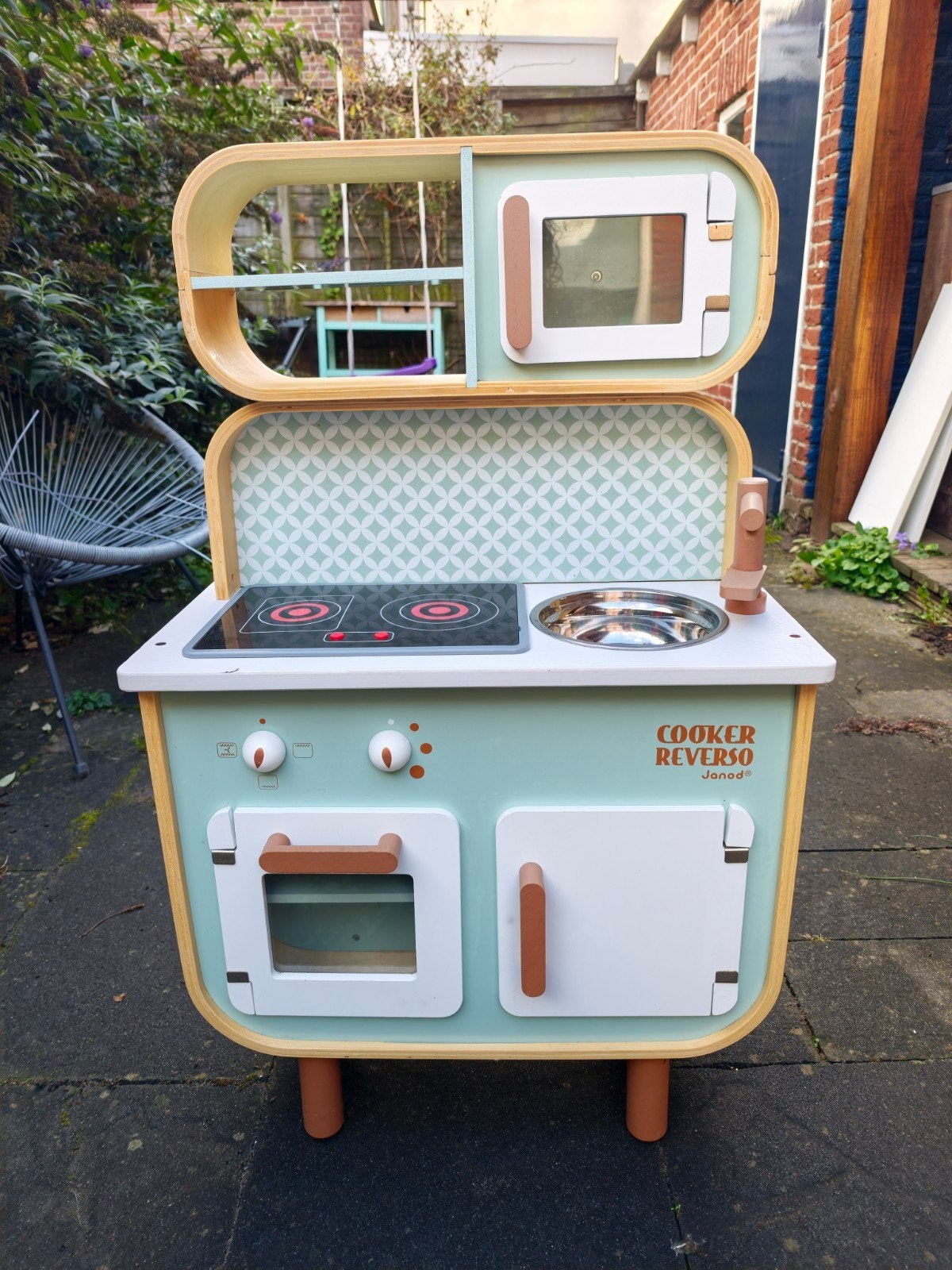 Janod Kinderkeuken en Wasmachine Combi met Kookgeluid, Ophalen, Gebruikt, Met geluid