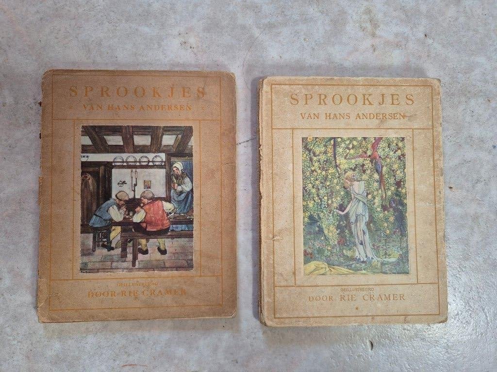 2 x Sprookjes van Andersen, illustraties Rie Cramer jaren 30, Ophalen of Verzenden, Gelezen, Hans Christian Andersen