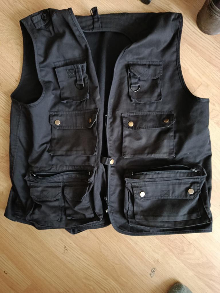Zwart outdoor/vissersvest met veel zakken, Ophalen of Verzenden, Gedragen, Onbekend