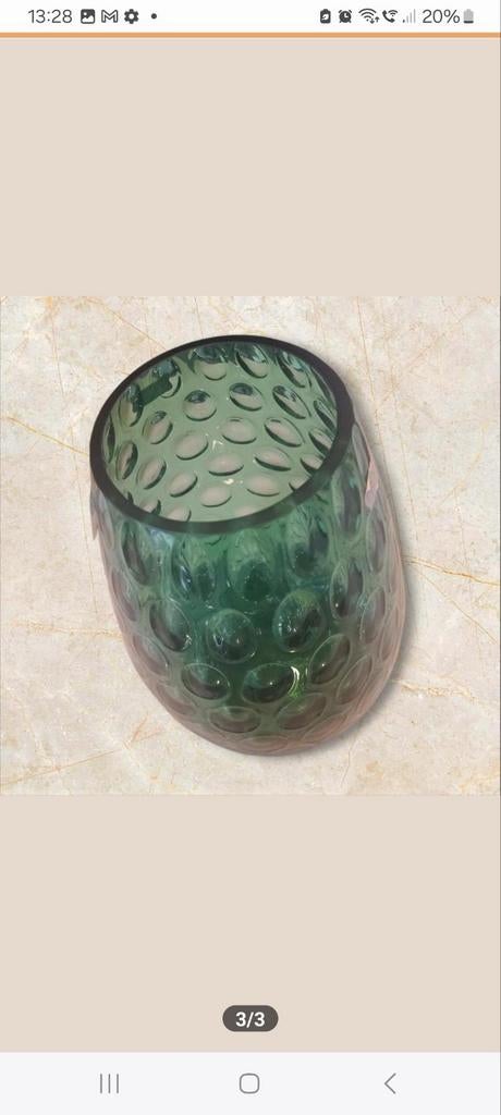 Nieuwe mondgeblazen glazen vaas - Groen, Ophalen of Verzenden