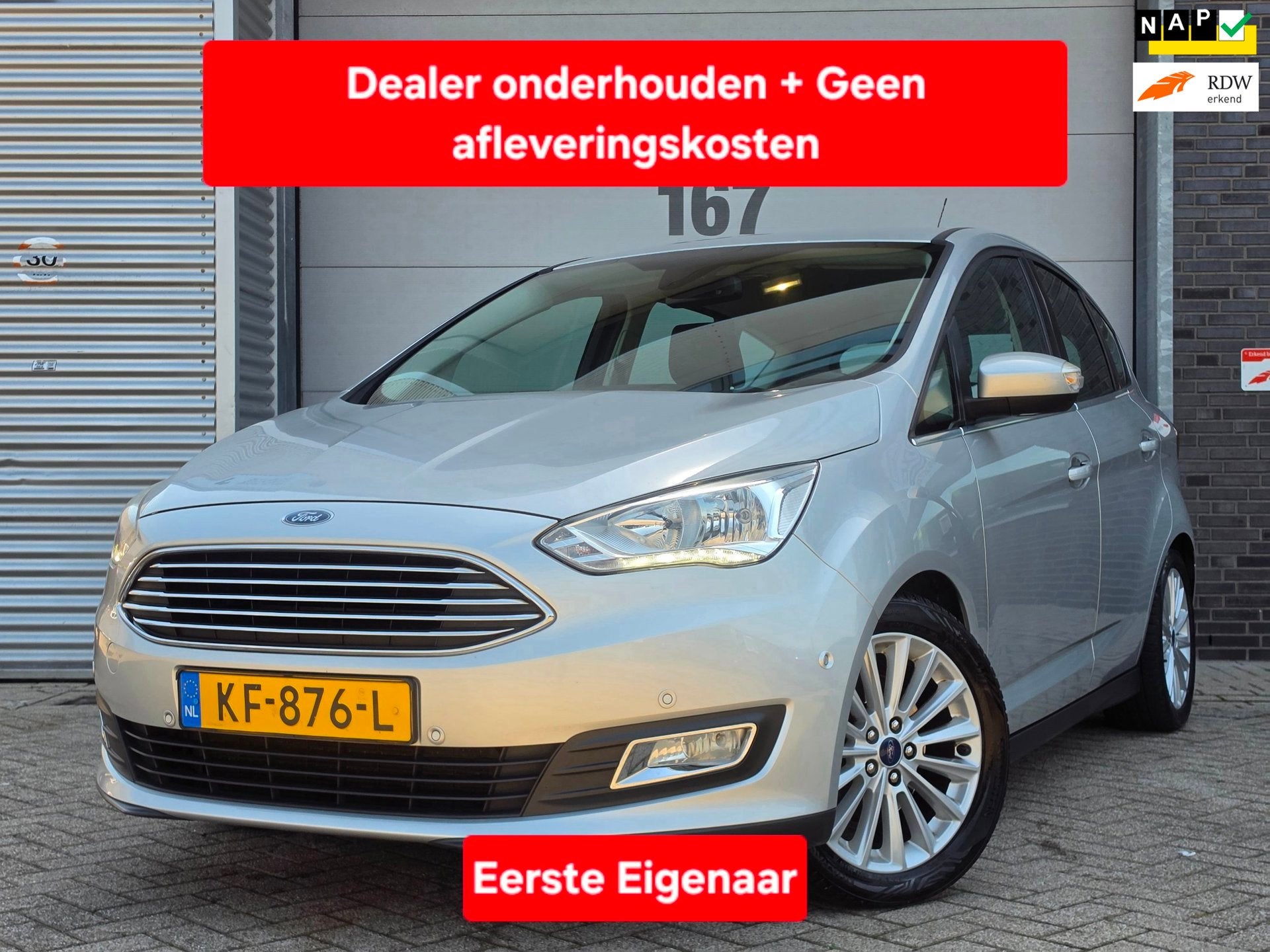 Ford C-Max 1.5 Titanium|Achteruitrijcamera|Parkeersenors|Lee, 15 km/l, 4 cilinders, 150 pk, Zilver of Grijs