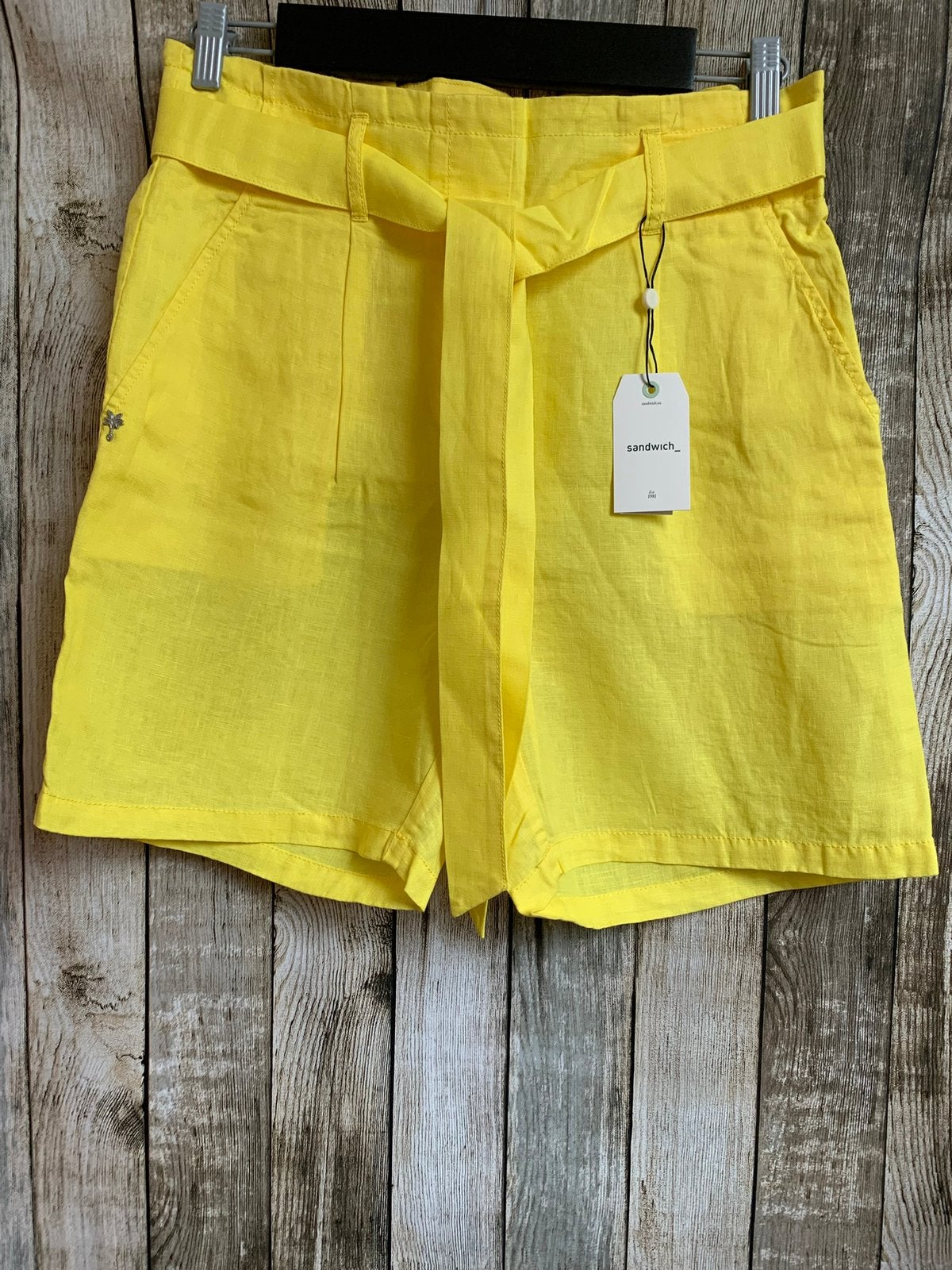 Sandwich super leuke geel linnen nieuwe short (Maat 38), Maat 38/40 (M), Kort, Verzenden, Geel