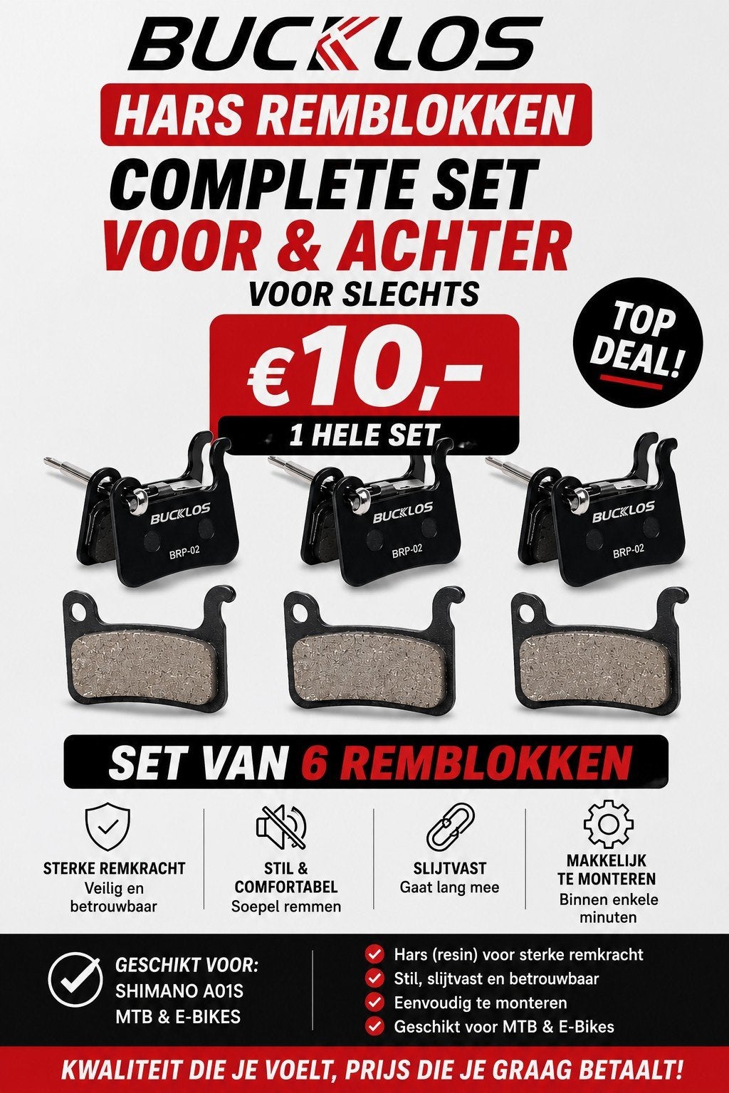Heel setje Hudraulische remblokken - NIEUW- op vooraad!!!!, Fietsen en Brommers, Fietsonderdelen, Bucklos, Remmen, Nieuw, Ophalen of Verzenden