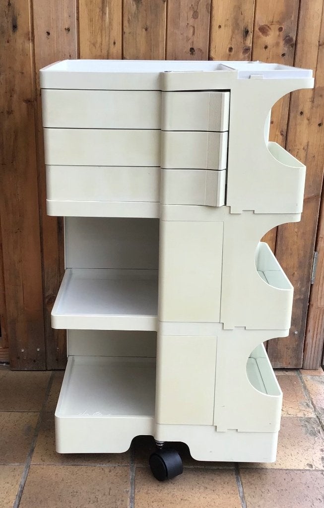 Design trolly iconische Joe Colombo Boby-trolley., Huis en Inrichting, Ophalen, Vintage, Gebruikt, Beige