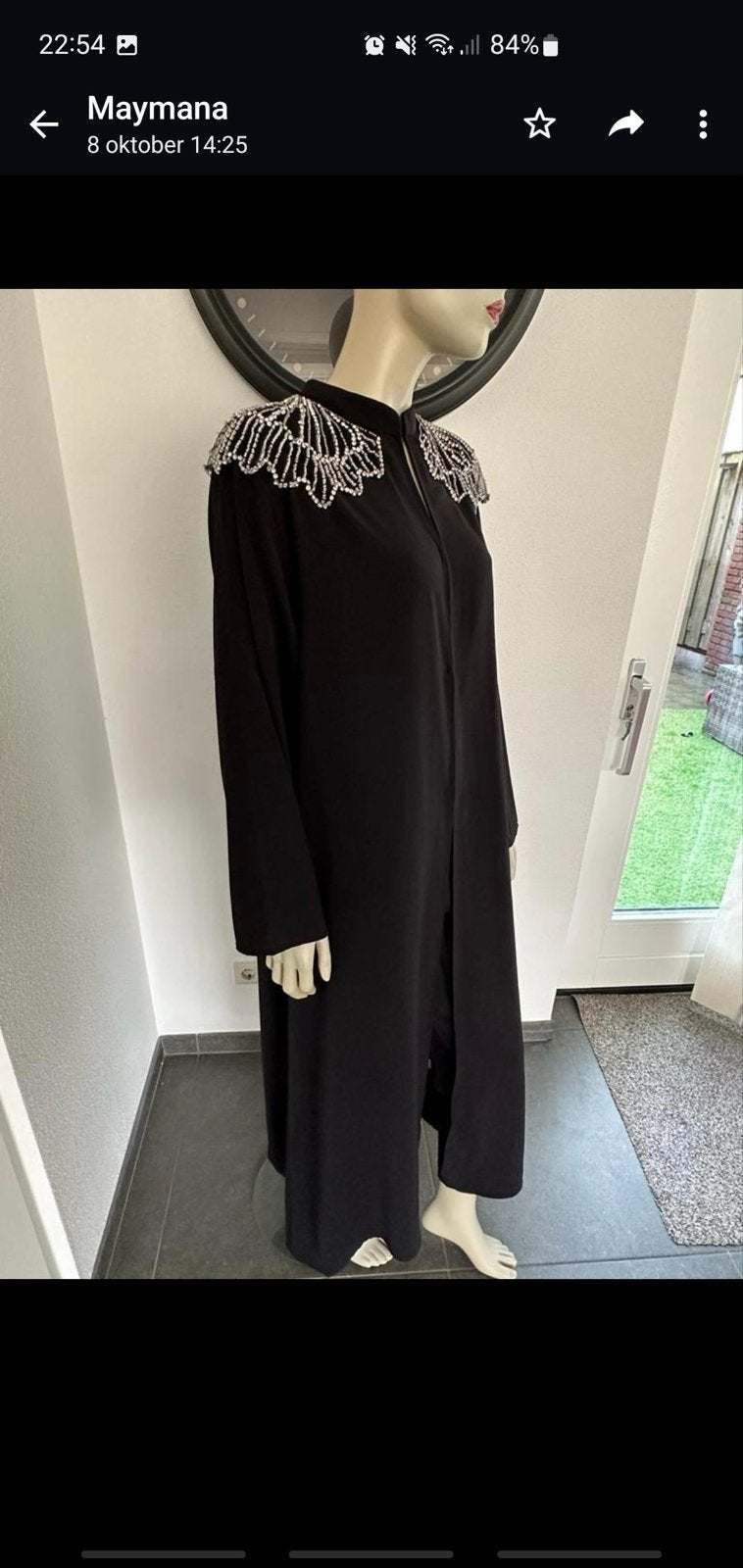 Zwarte Abaya met Kralenversiering, Maat 38/40 (M), Zwart, Nieuw, Ophalen of Verzenden