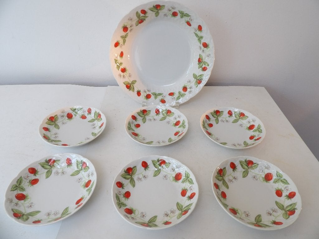 Bernardaud Limoges Fraisiere Dessert Servies - 7-delig, Ophalen of Verzenden