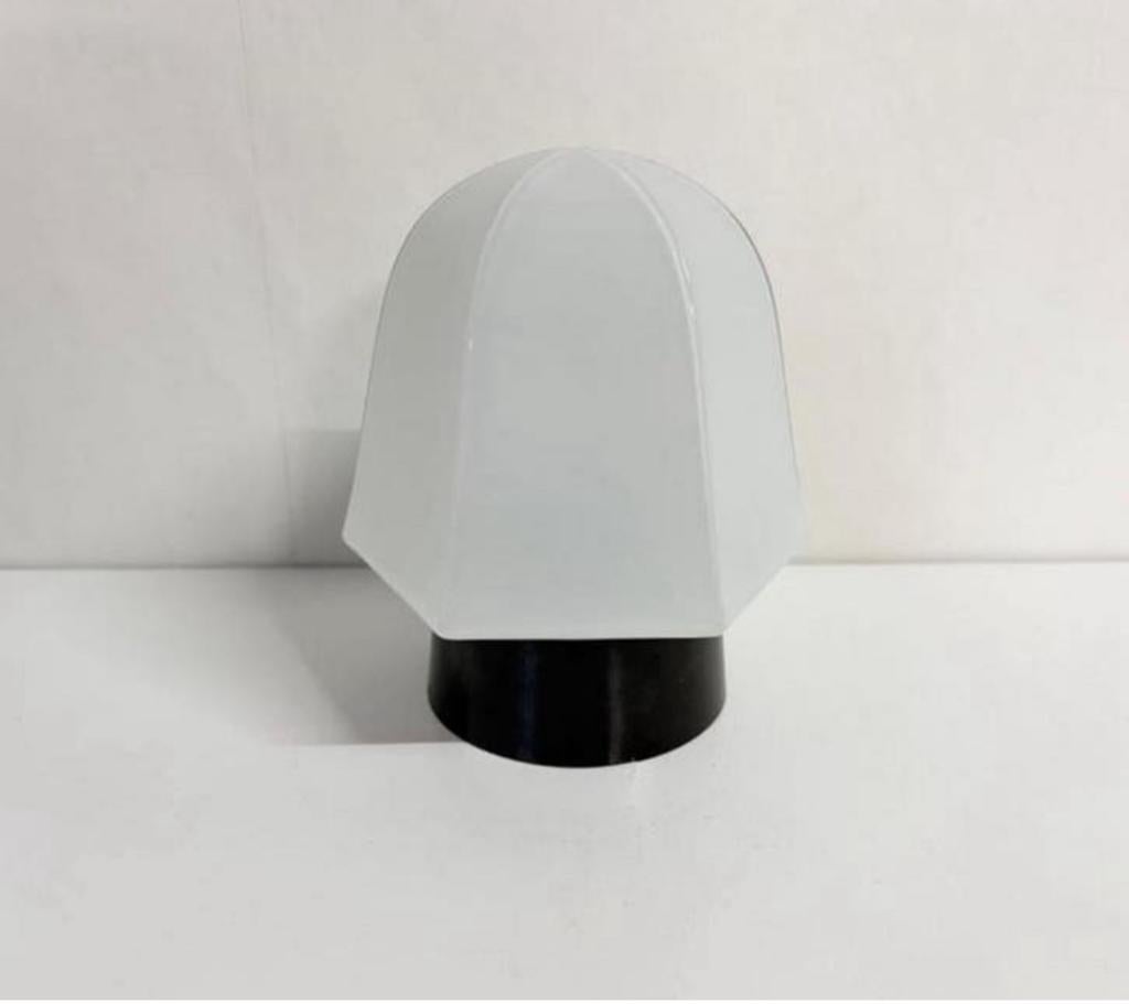 Witte Thabur Art Deco plafondlamp met donker bakeliet 1930, Ophalen of Verzenden, Zo goed als nieuw, Glas