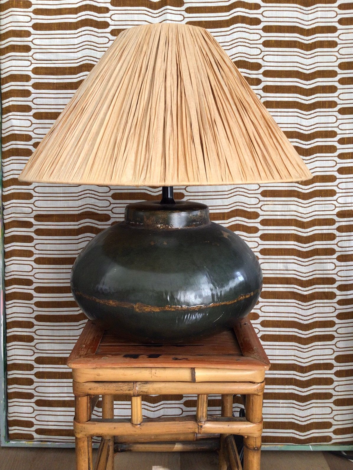 Vintage kruiklamp met kap, Ophalen, Gebruikt, Minder dan 50 cm