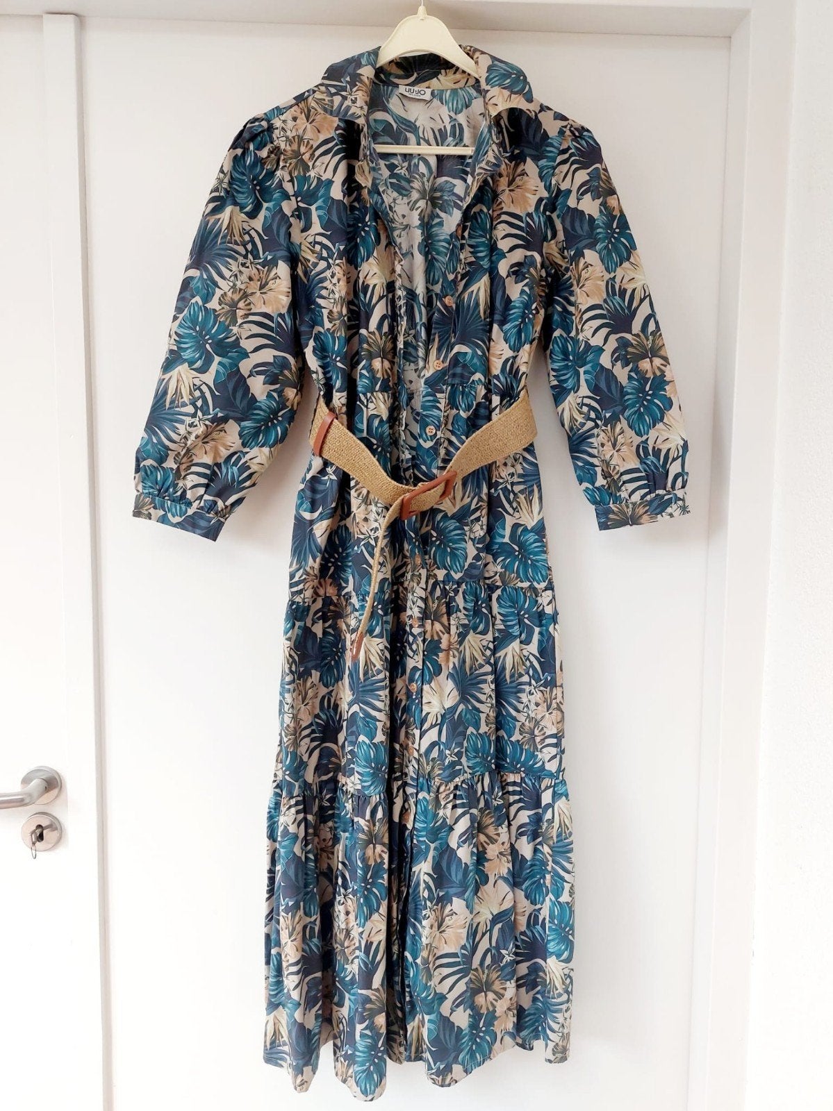 Liu Jo maxi jurk met tropische print, Maat 38/40 (M), Blauw, Liu Jo, Ophalen of Verzenden