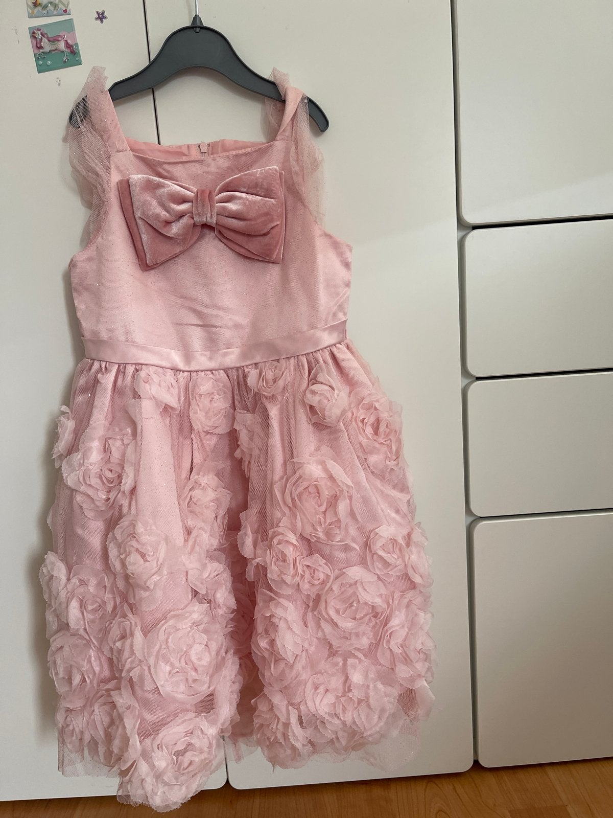 Prachtige Roze Jurk met Glitters en Rozen - Maat 6 Jaar, Ophalen of Verzenden, Nieuw, Meisje