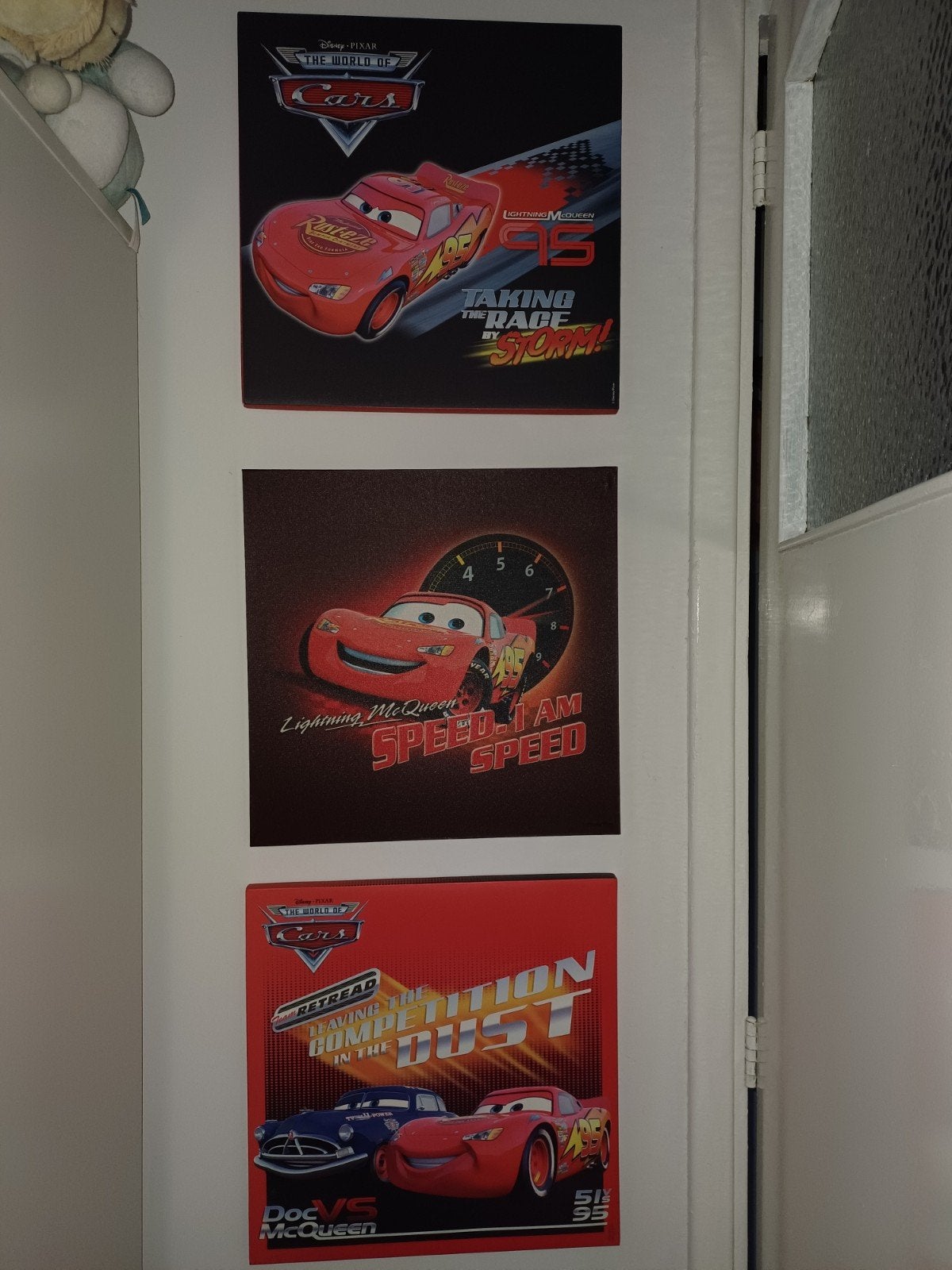 7 Disney Cars schilderijen - Lightning McQueen & vrienden, Minder dan 50 cm, Gebruikt, Ophalen of Verzenden, Schilderij