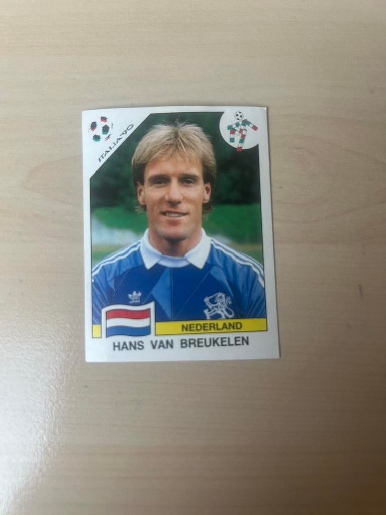 Hans van Breukelen Panini sticker Italia '90, Ophalen of Verzenden, Zo goed als nieuw, Overige binnenlandse clubs, Poster, Plaatje of Sticker