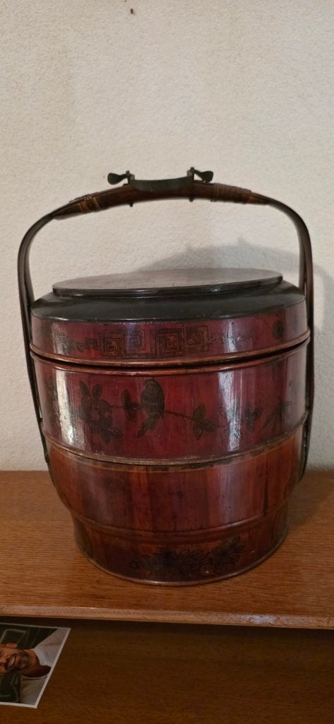 Chinese driedelige lakwerk huwelijksmand 45 cm, Ophalen
