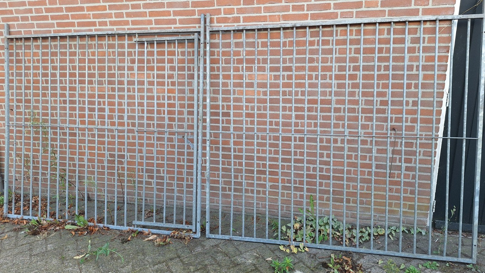 hondenren Stevige ijzeren hekwerkdelen met poort, Ophalen, Met poort, Gebruikt, Spijlenhekwerk