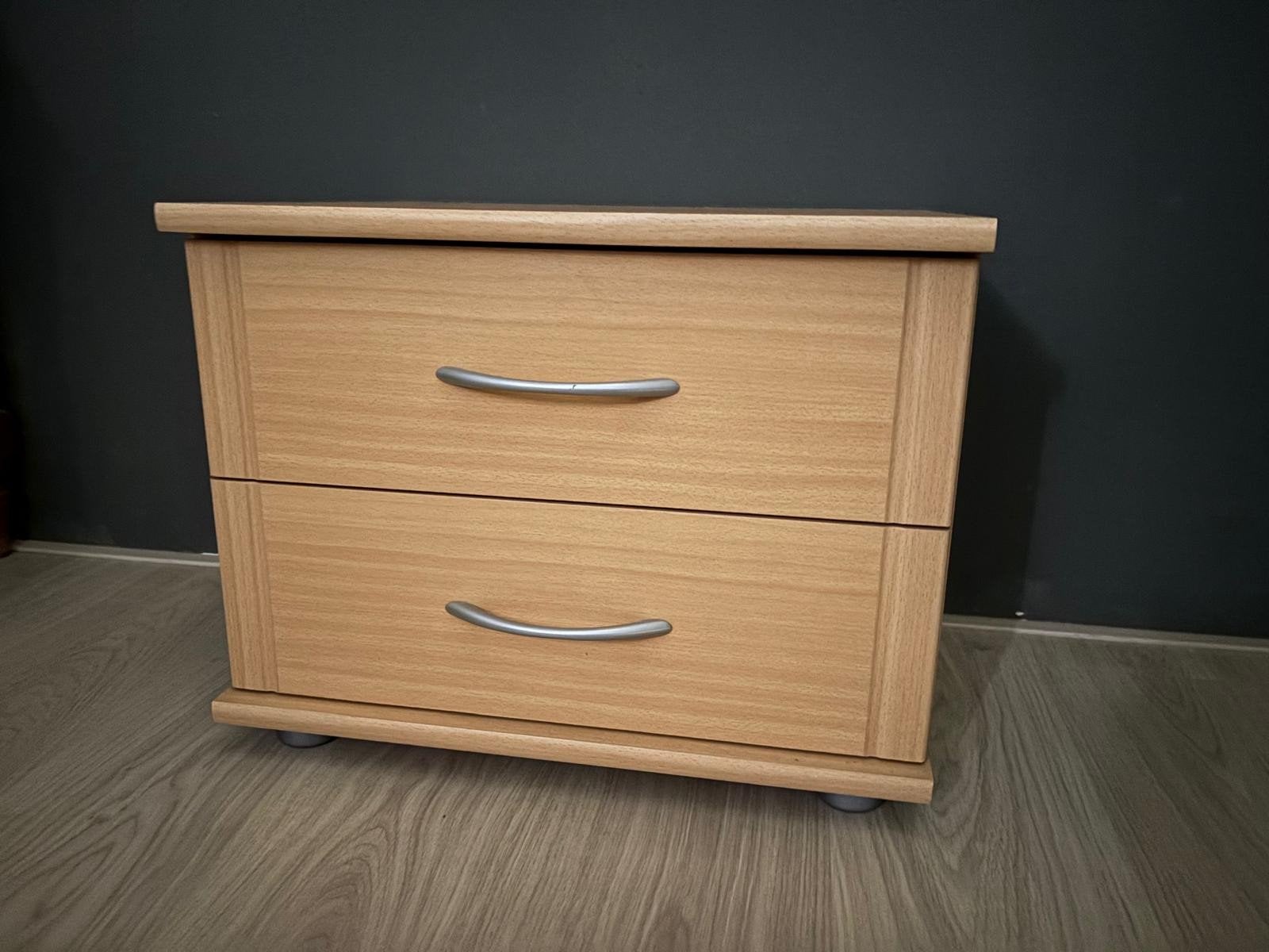 Nachtkastje met 2 laden - Houtkleurig, Ophalen, 1 of 2 laden, 50 tot 100 cm, Zo goed als nieuw