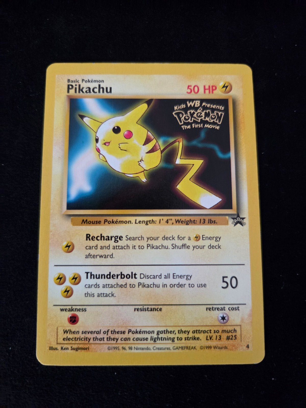Pikachu Pokémon The First Movie Promo Kaart #4 (Wizards), Ophalen of Verzenden, Gebruikt, Losse kaart