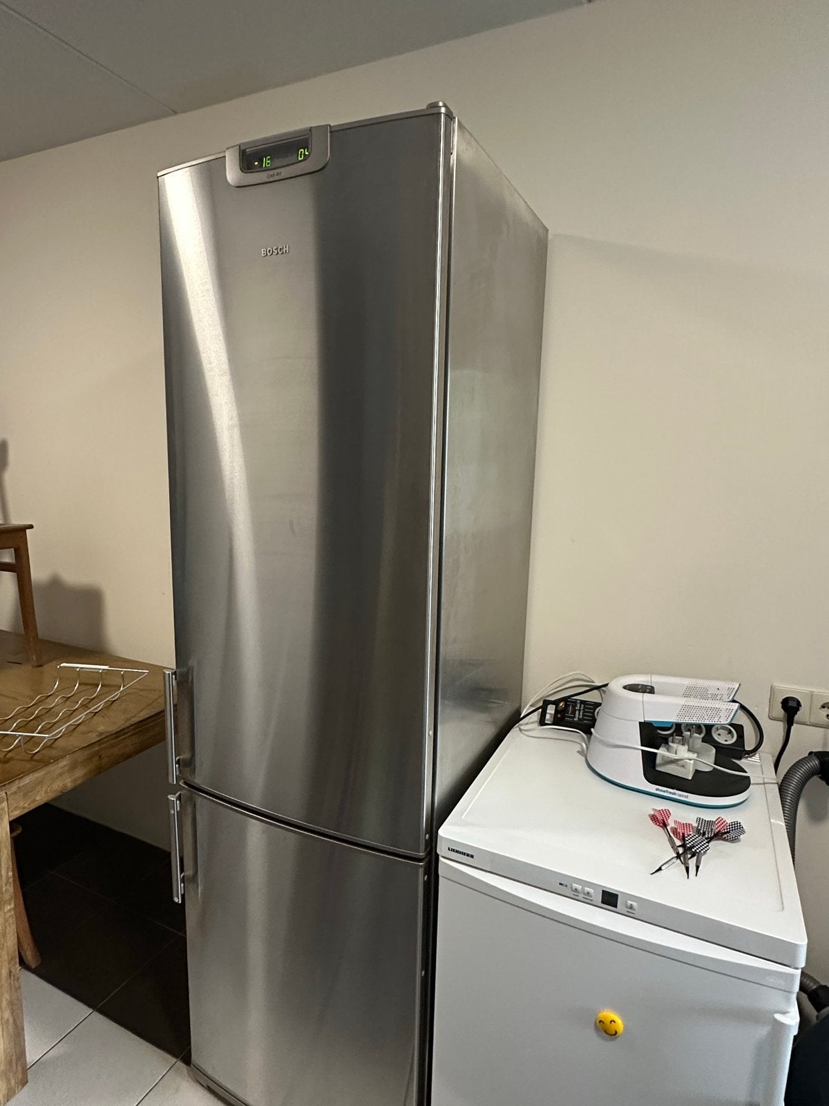 Bosch Koel-vriescombinatie RVS - Goed werkend, Witgoed en Apparatuur, Ophalen, Gebruikt, 200 liter of meer, 60 cm of meer