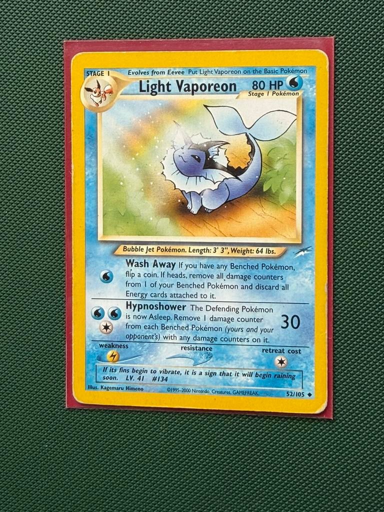 Light Vaporeon (052/105) Neo Destiny, Ophalen of Verzenden, Zo goed als nieuw