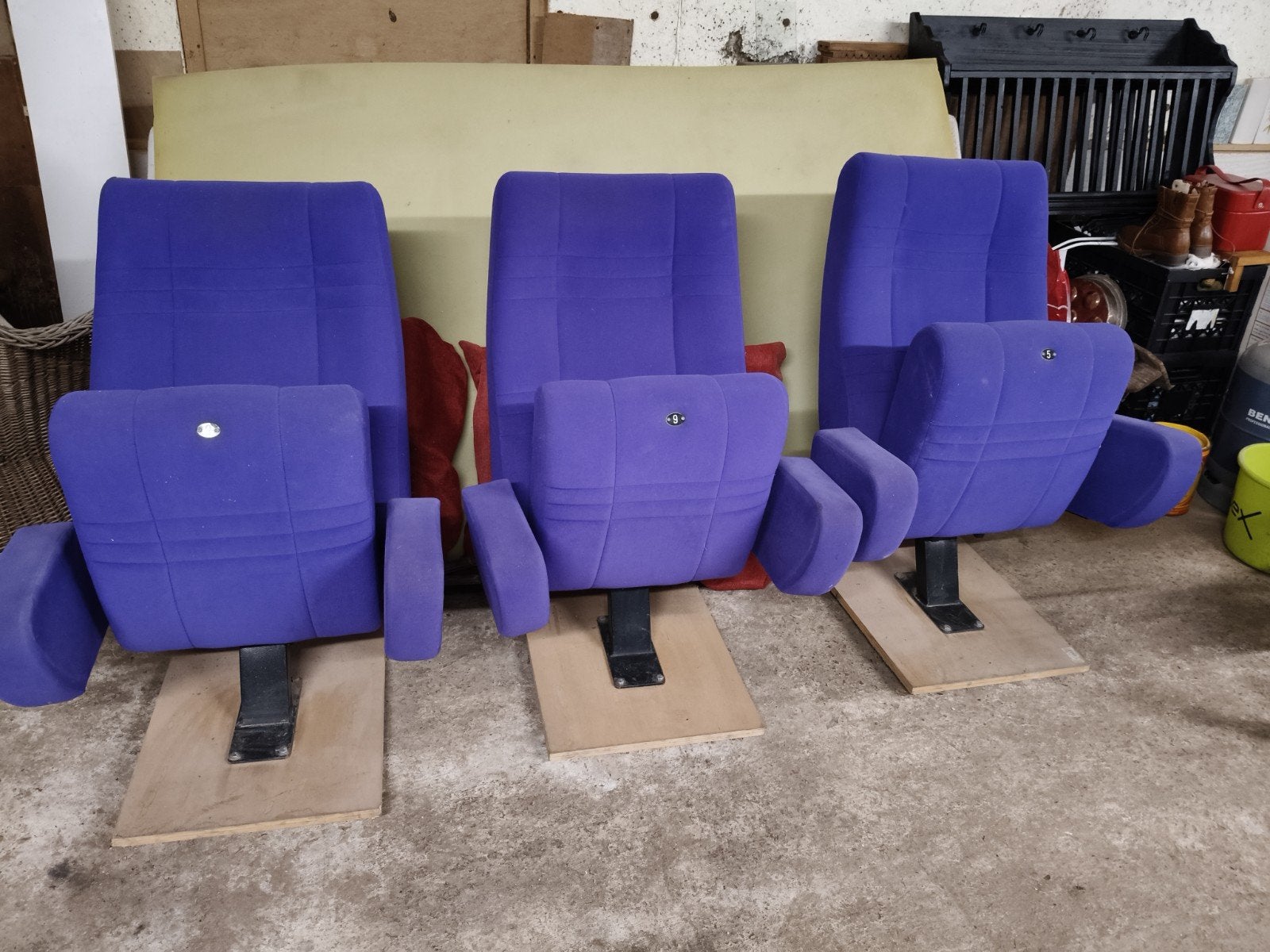 Set van 3 paarse bioscoopstoelen, Ophalen, Gebruikt, Overige kleuren, Drie