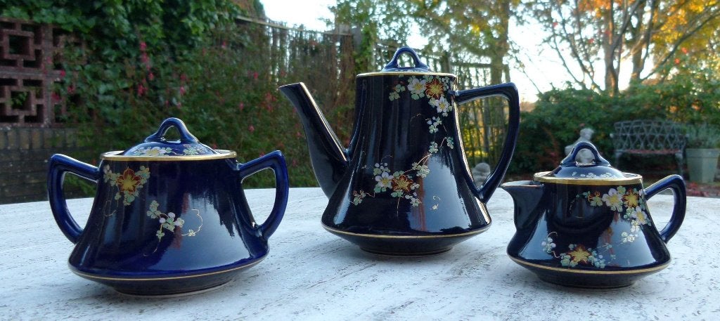 Navy Blauw Japans Theeset Soko Porselein Handpainted, Ophalen of Verzenden