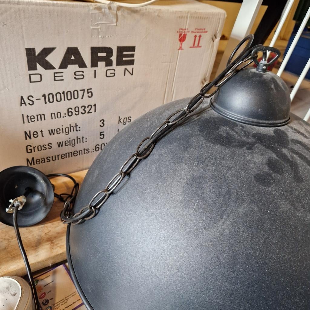 2x kare design hanglamp zwart met gouden binnenkant, Ophalen of Verzenden