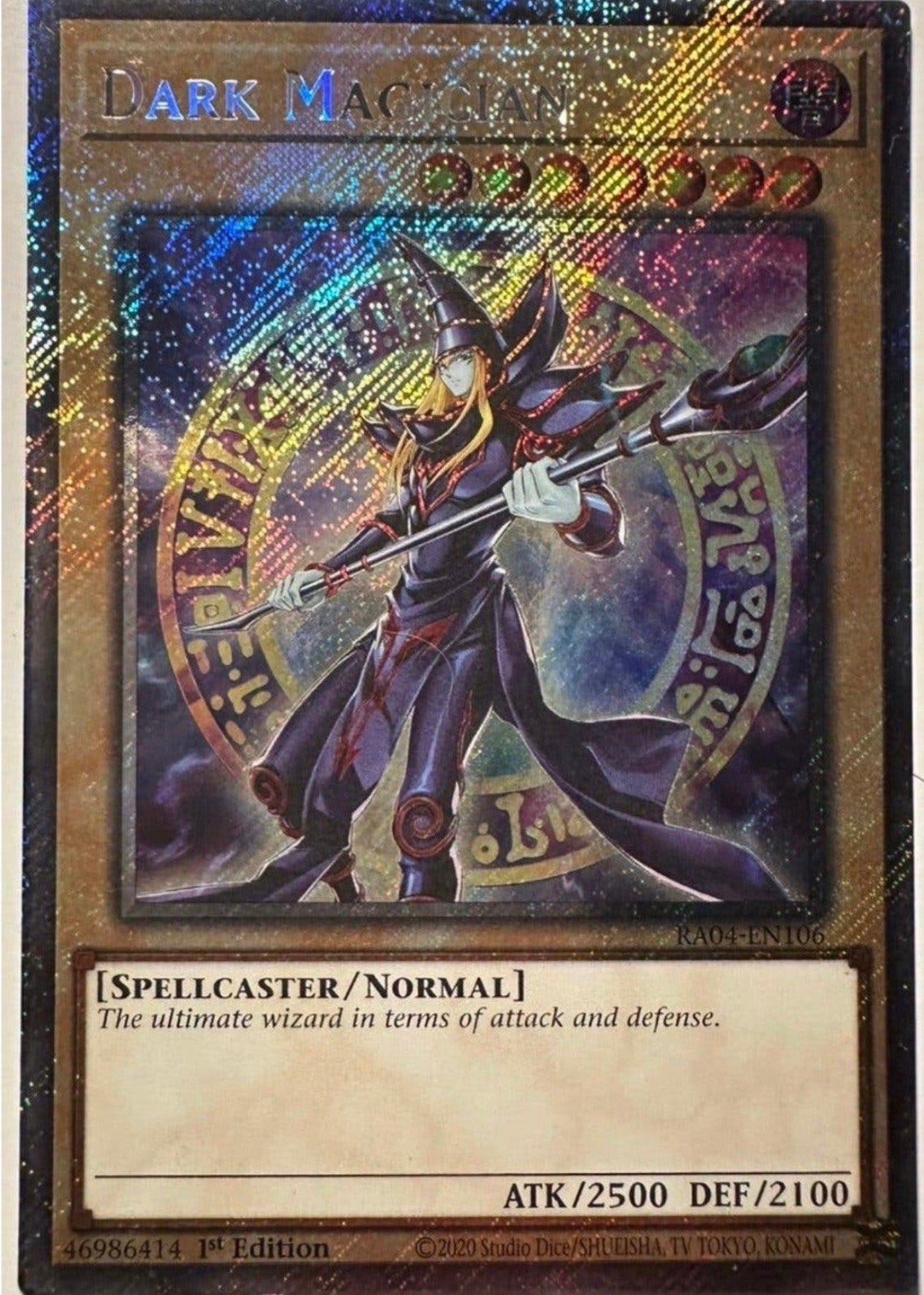 Yu-Gi-Oh! Alternative Dark Magician RA04 1st Edition !, Ophalen of Verzenden, Zo goed als nieuw, Losse kaart, Foil