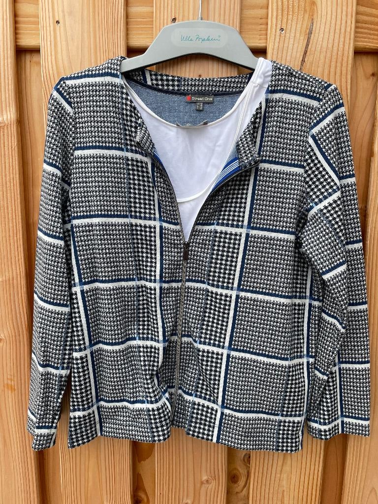StreetOne jasje pied-de-poule ruit kobaltbl/zwart/wit, mt 42, Verzenden, Zwart, Jasje, Gedragen