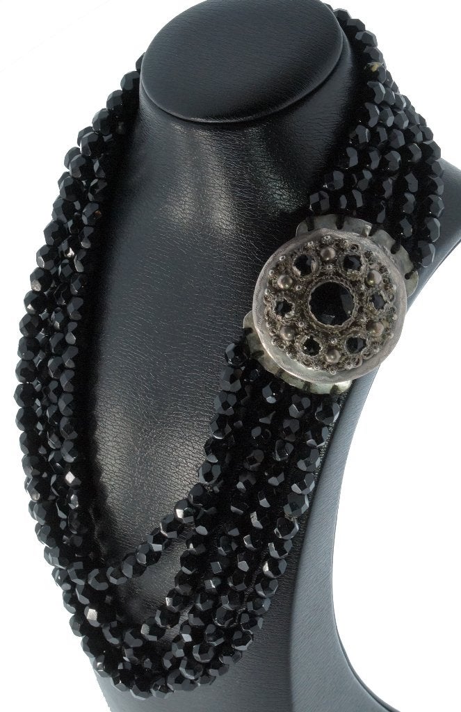 Git antieke 5-strengs ketting groot fraai slot zilver gitten, Ophalen of Verzenden, Zilver, Ketting, Met edelsteen