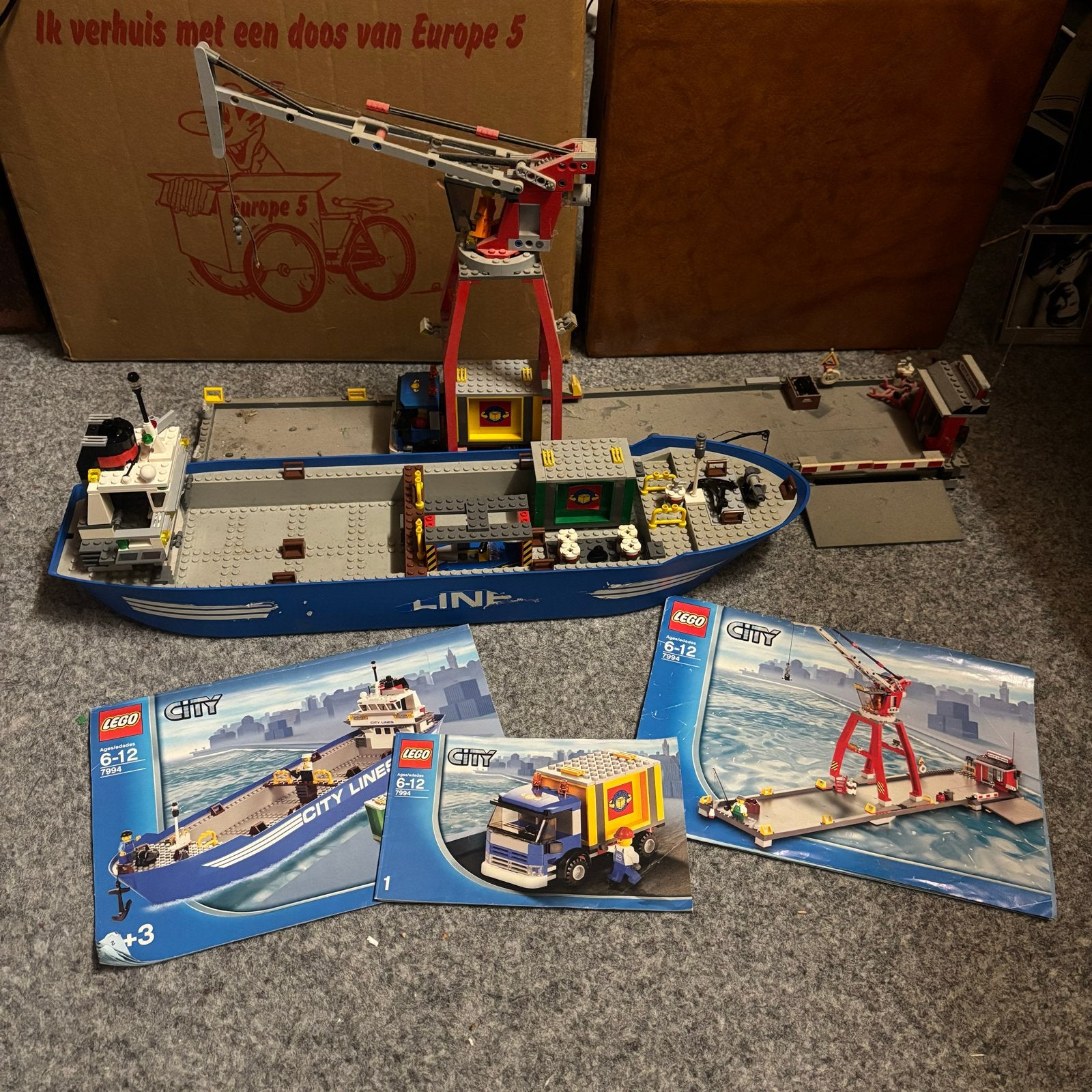 Lego City 7994 Haven met Kraan en Vrachtschip - Compleet, Lego, Ophalen of Verzenden, Compleet, Complete set